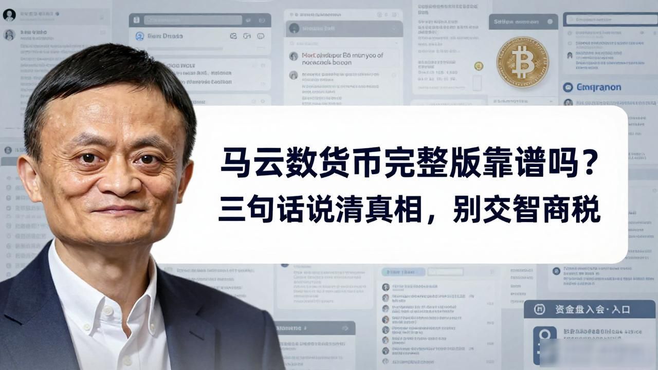马云数字货币完整版靠谱吗？三句话说清真相，别交智商税