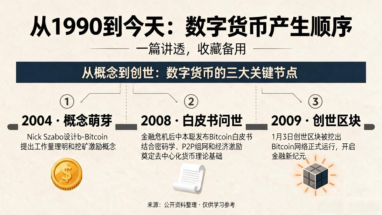 从1990到今天：数字货币产生顺序一篇讲透，收藏备用